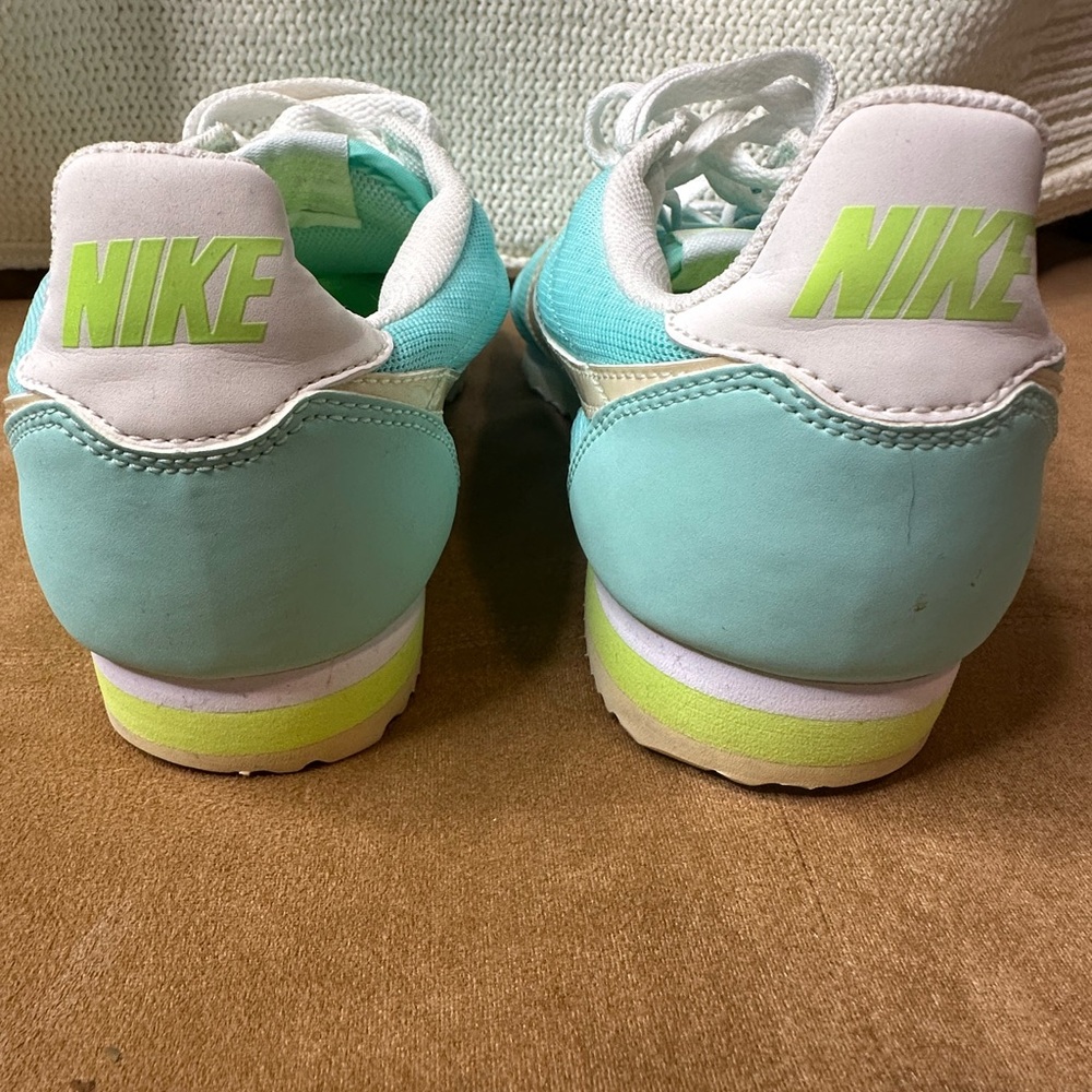 Nike Cortez SIZE 9* mesh* Good condition* aqua blue neon green/yellow - Picture 5 of 10